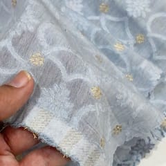 White Colour Muslin Jacquard fabric