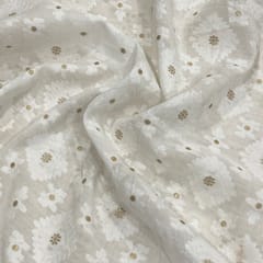 White Colour Muslin Jacquard fabric