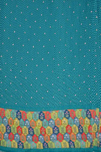 Sea green Color Embroiderd Georgette Pleated Printed Fabric with Green Border