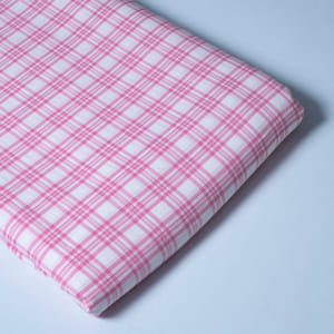 Pink Color Cotton Yarn Dyed Check Fabric