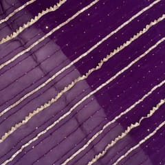 Purple color  Georgette Gota and Thread Embroidered Fabric