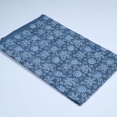 Gray Color Daboo floral Printed Fabric