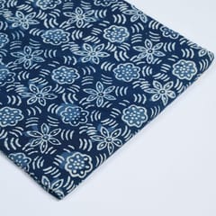 Indigo Blue Color Daboo floral Printed Fabric