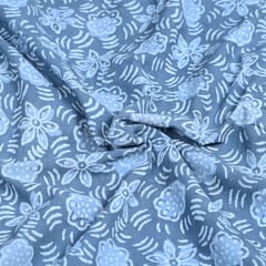 Gray Color Daboo floral Printed Fabric