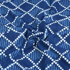 Indigo Blue Color Daboo goemetric Printed Fabric