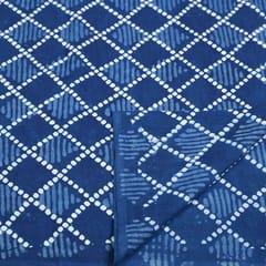 Indigo Blue Color Daboo goemetric Printed Fabric