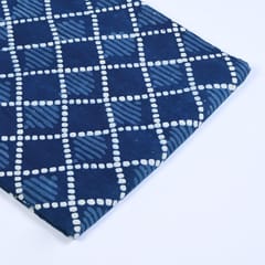 Indigo Blue Color Daboo goemetric Printed Fabric