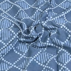 Grey Color Daboo goemetric Printed Fabric