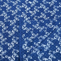 Indigo Blue Color Daboo floral Printed Fabric