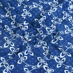 Indigo Blue Color Daboo floral Printed Fabric