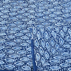 Indigo Blue Color Daboo Leaf Printed Fabric