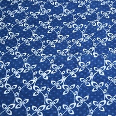 Indigo Blue Color Daboo floral Printed Fabric