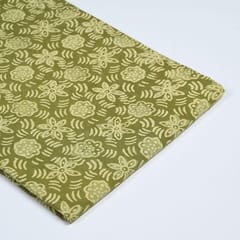 Green Color Daboo floral Printed Fabric