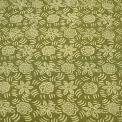 Green Color Daboo floral Printed Fabric