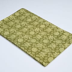 Green Color Daboo floral Printed Fabric