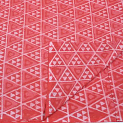 Red Color Daboo goemetric Printed Fabric