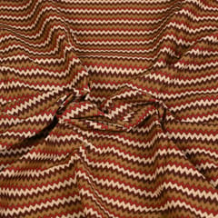 Brown Color Zig Zag Cotton Printed fabric