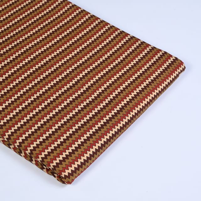 Brown Color Zig Zag Cotton Printed fabric