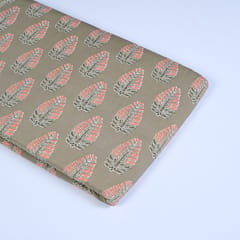 Khaki Color Cotton Printed Fabric