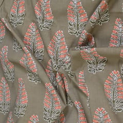 Khaki Color Cotton Printed Fabric