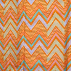 Orange Color Geometric Zig Zag pattern Japan Cotton Silk Fabric