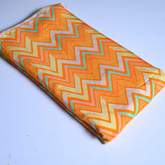 Orange Color Geometric Zig Zag pattern Japan Cotton Silk Fabric