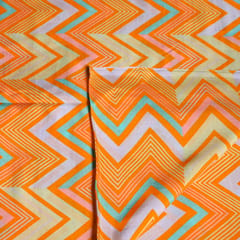 Orange Color Geometric Zig Zag pattern Japan Cotton Silk Fabric