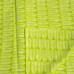 Bright Green Color Cotton Printed Fabric