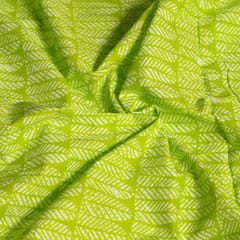 Bright Green Color Cotton Printed Fabric