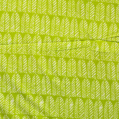 Bright Green Color Cotton Printed Fabric