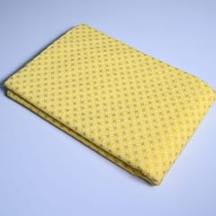 Yellow Color Geometric Cotton Printed Fabric with Gold