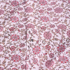 White and pink Color Floral Cotton Printed Fabric (1mtr Piece)