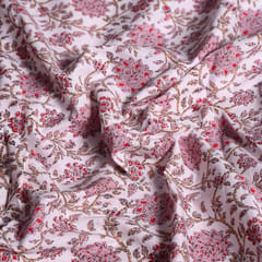 White and pink Color Floral Cotton Printed Fabric (1mtr Piece)