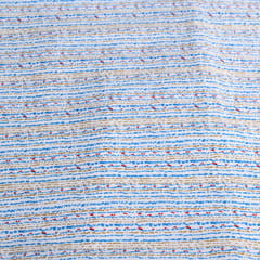 White With Blue Color Stripes Cotton Printed Fabric