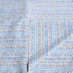 White With Blue Color Stripes Cotton Printed Fabric