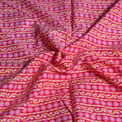 Red Color With Yellow Stripes Cotton Printed Fabric