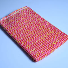 Red Color With Yellow Stripes Cotton Printed Fabric