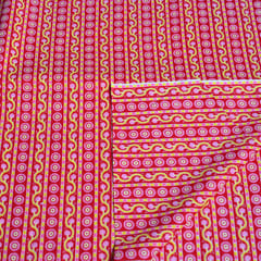 Red Color With Yellow Stripes Cotton Printed Fabric