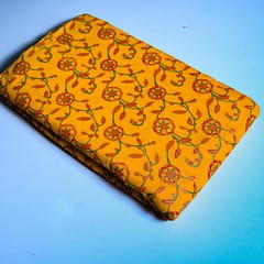 Yellow Color Block Printed Fabric with Golden outline