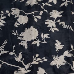 Black Color Chinon Chiffon Printed Fabric