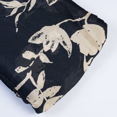 Black Color Chinon Chiffon Printed Fabric