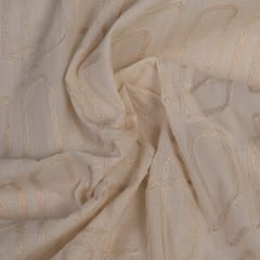 Cream Color Kora Cotton Embroidered Fabric