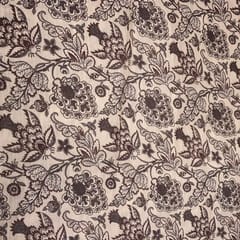 Fawn Linen Satin Printed Fabric (70Cm Piece)