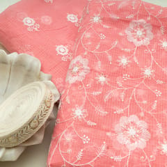 DIY Pink Color Kota Doria Embroidered Set