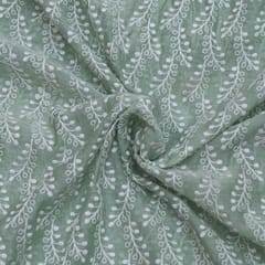 Pista Green Color Mal Chanderi Embroidery