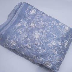 Blue Color Pure Organza Embroidery