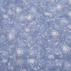 Blue Color Pure Organza Embroidery