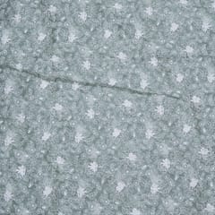 Greenish Grey Color Pure Organza Embroidery