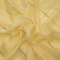 Yellow Color Pure Organza Embroidery