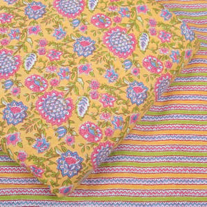 Multi and Yellow Color Cotton Printed Fabric Set